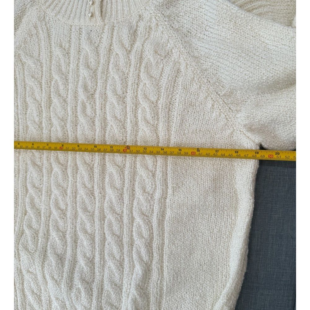 Karen Scott Knit top pearl button White PL Preppy Business - Picture 6 of 7